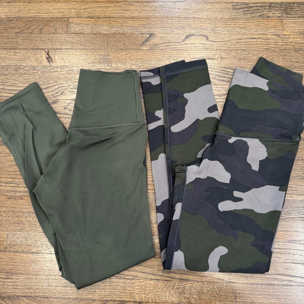 Aerie Real Me High Rise Leggings Size Small Short 2 pairs! Camo and Green